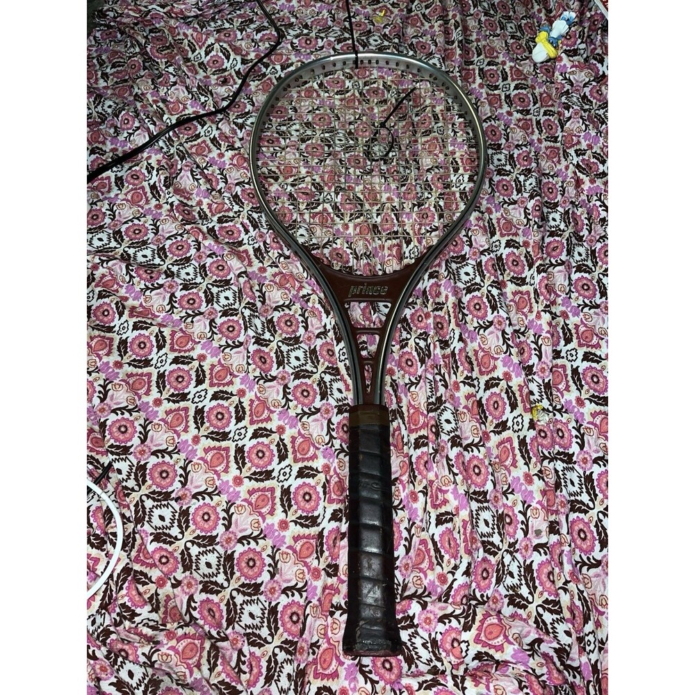 Vintage Prince Adult Tennis Racket 4 5/8” Grip Brown & Silver